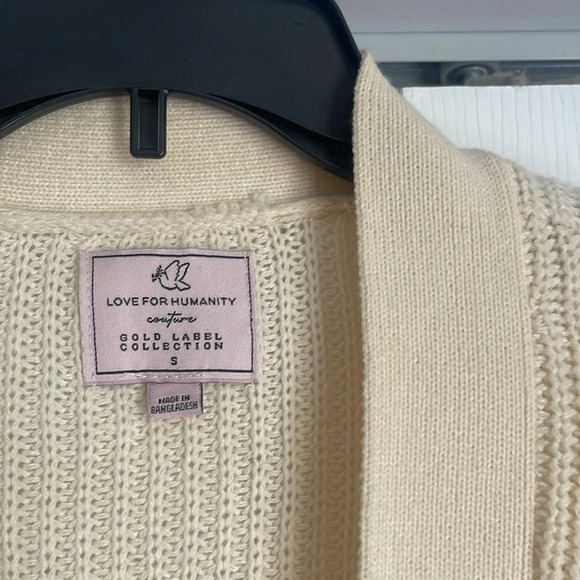 Love for Humanity Gold Label Collection Cream Colored Button Down Cardigan - Picture 4 of 5